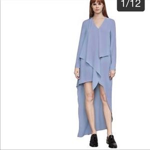 Bcbgmaxazria blue long sleeve high low dress